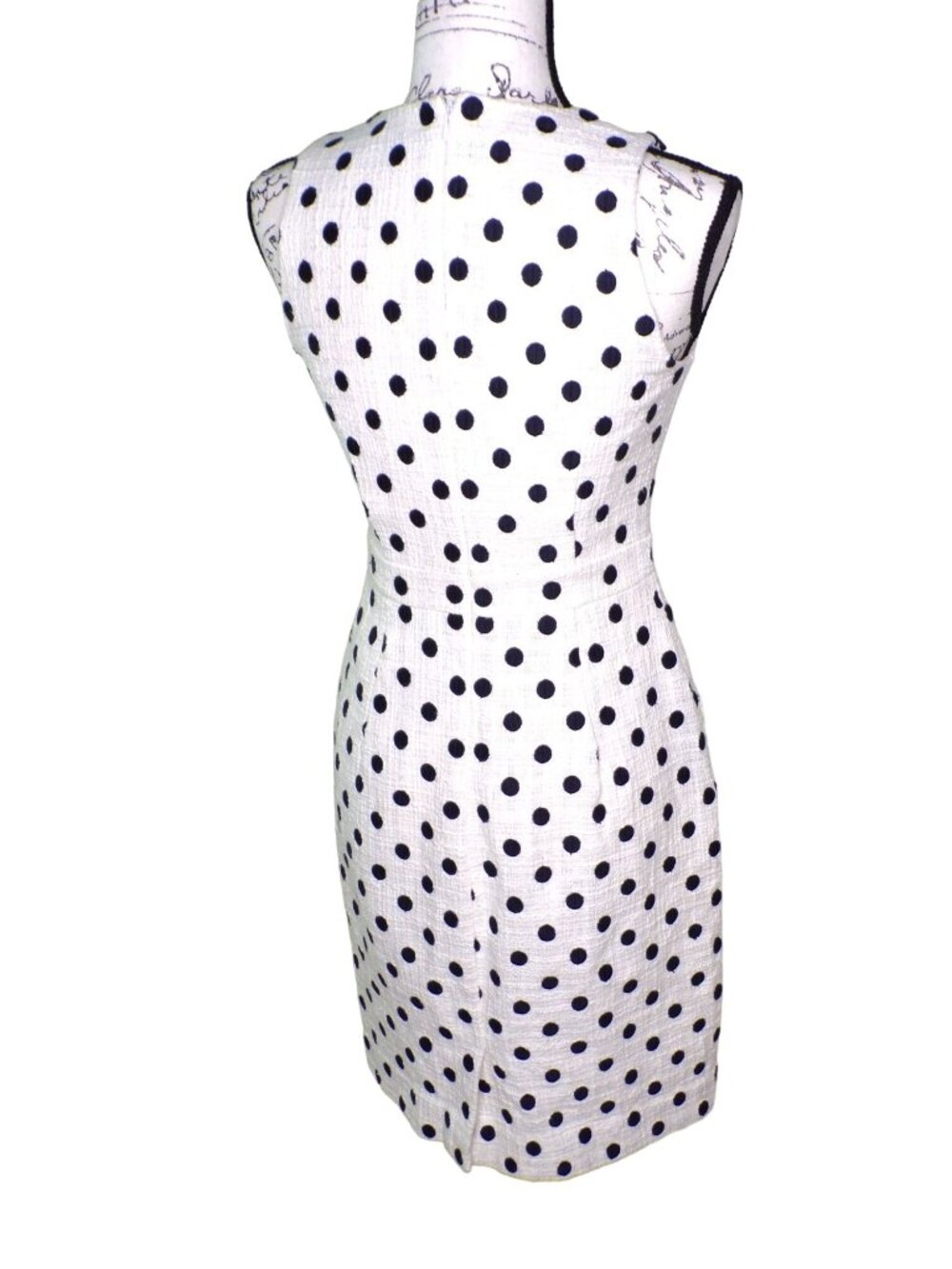 πJ CREW Polka Dot Textured Sheath Dress Black White Size 0 #G3726 - Picture 5 of 11